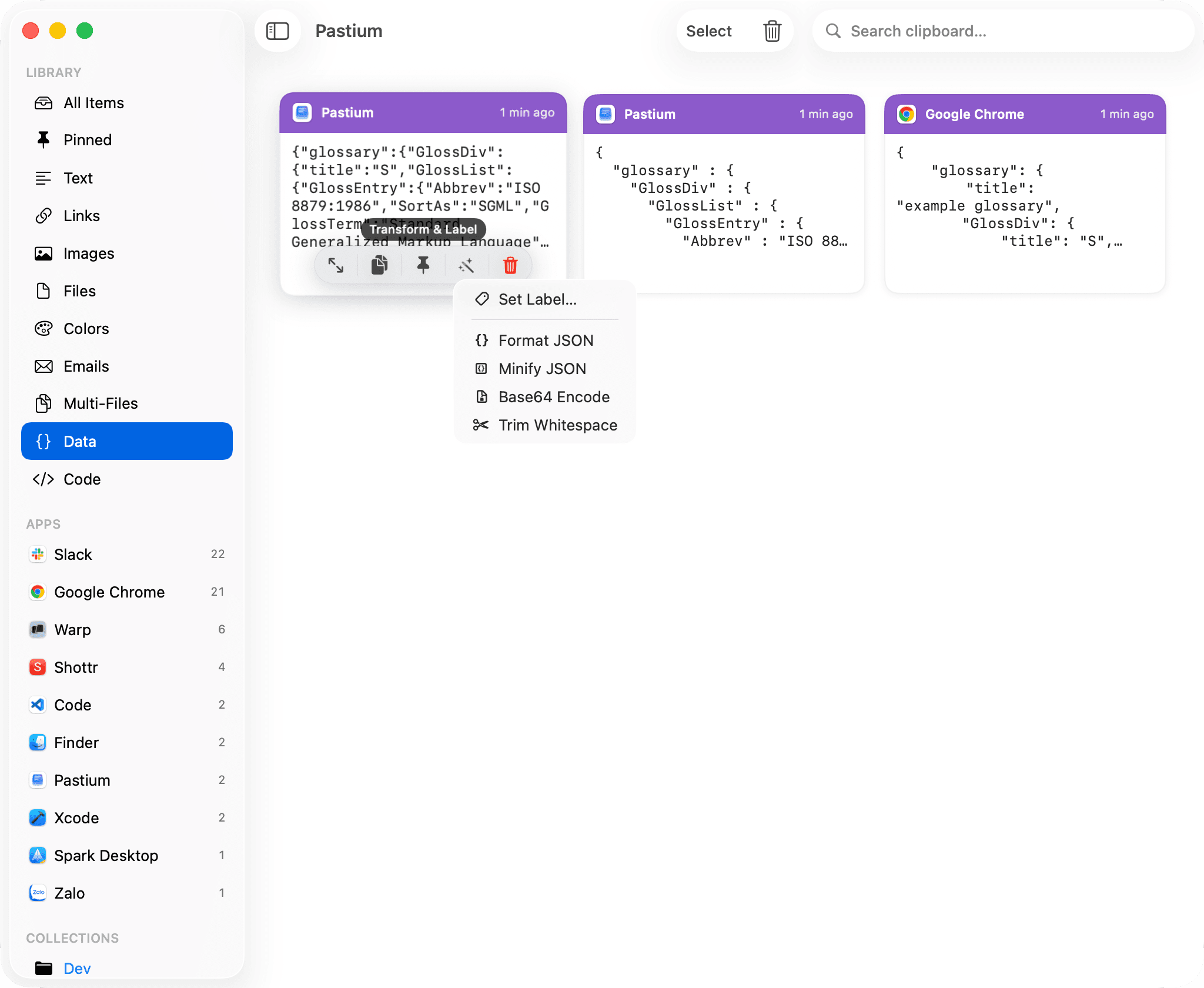 Pastium formatting messy JSON into readable JSON